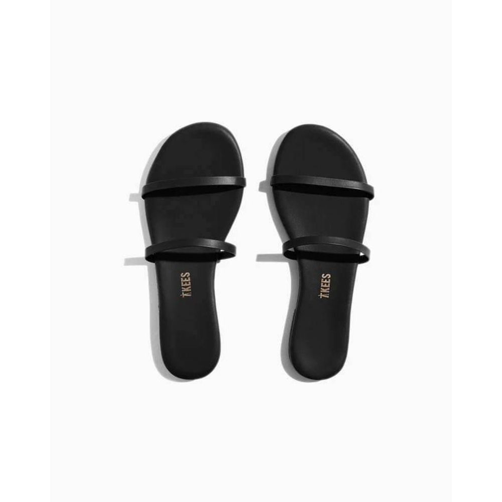 TKEES Gemma Liners Flip Flop Sandals US 9 Black Leather Sable Shoes Double Strap